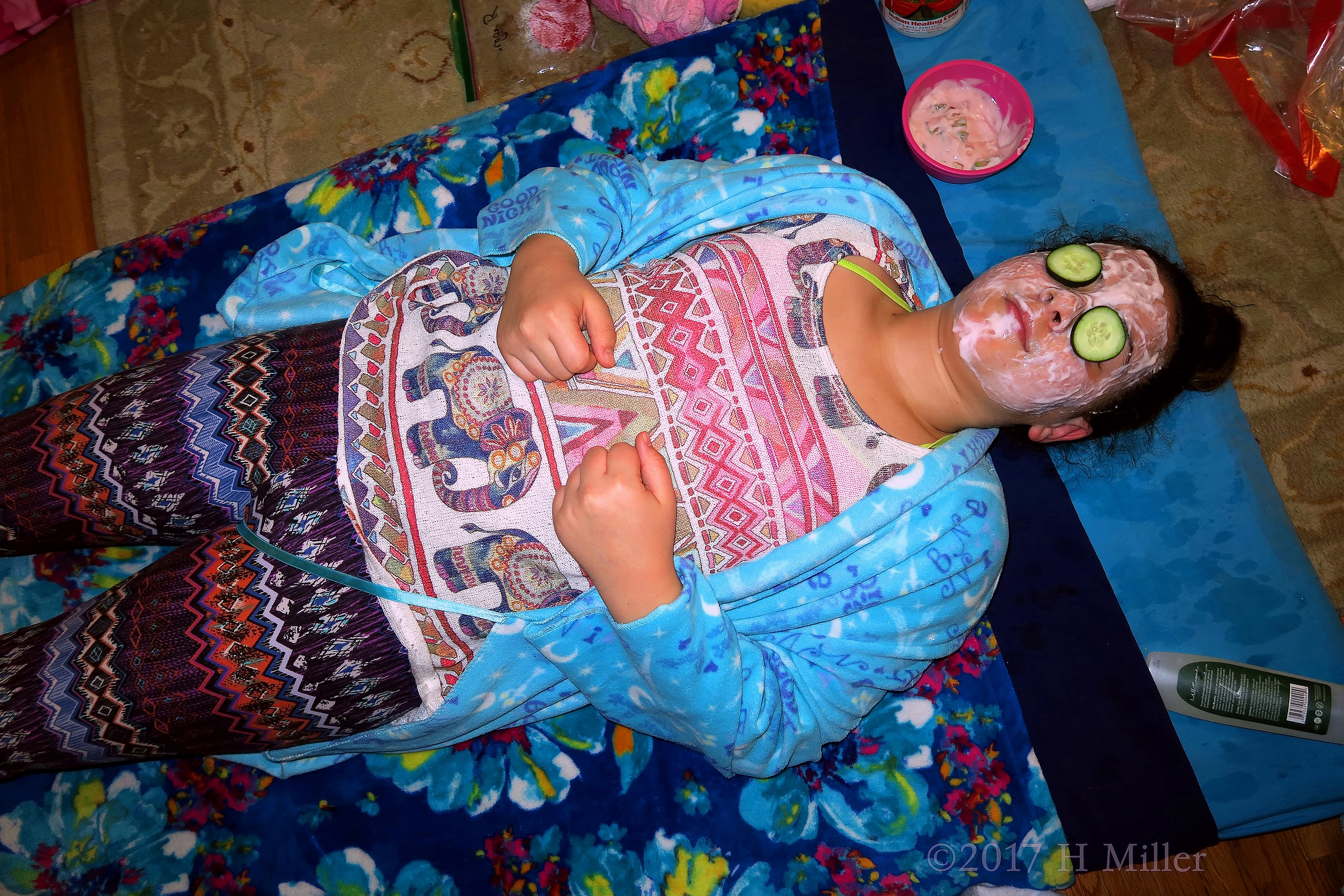 Girls Facial With Cukes On Her Eyes Girls Facial With Cukes On Her Eyes