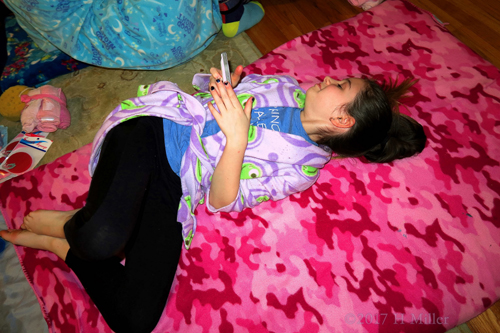 Enjoying Her Time At The Girls Spa Party Enjoying Her Time At The Girls Spa Party