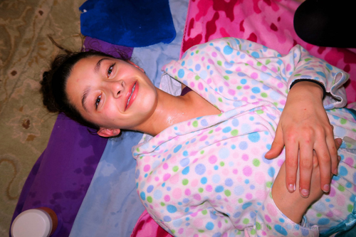 Smiling While Waiting For Facials For Girls To Begin At The Kids Spa Party Smiling While Waiting For Facials For Girls To Begin At The Kids Spa Party