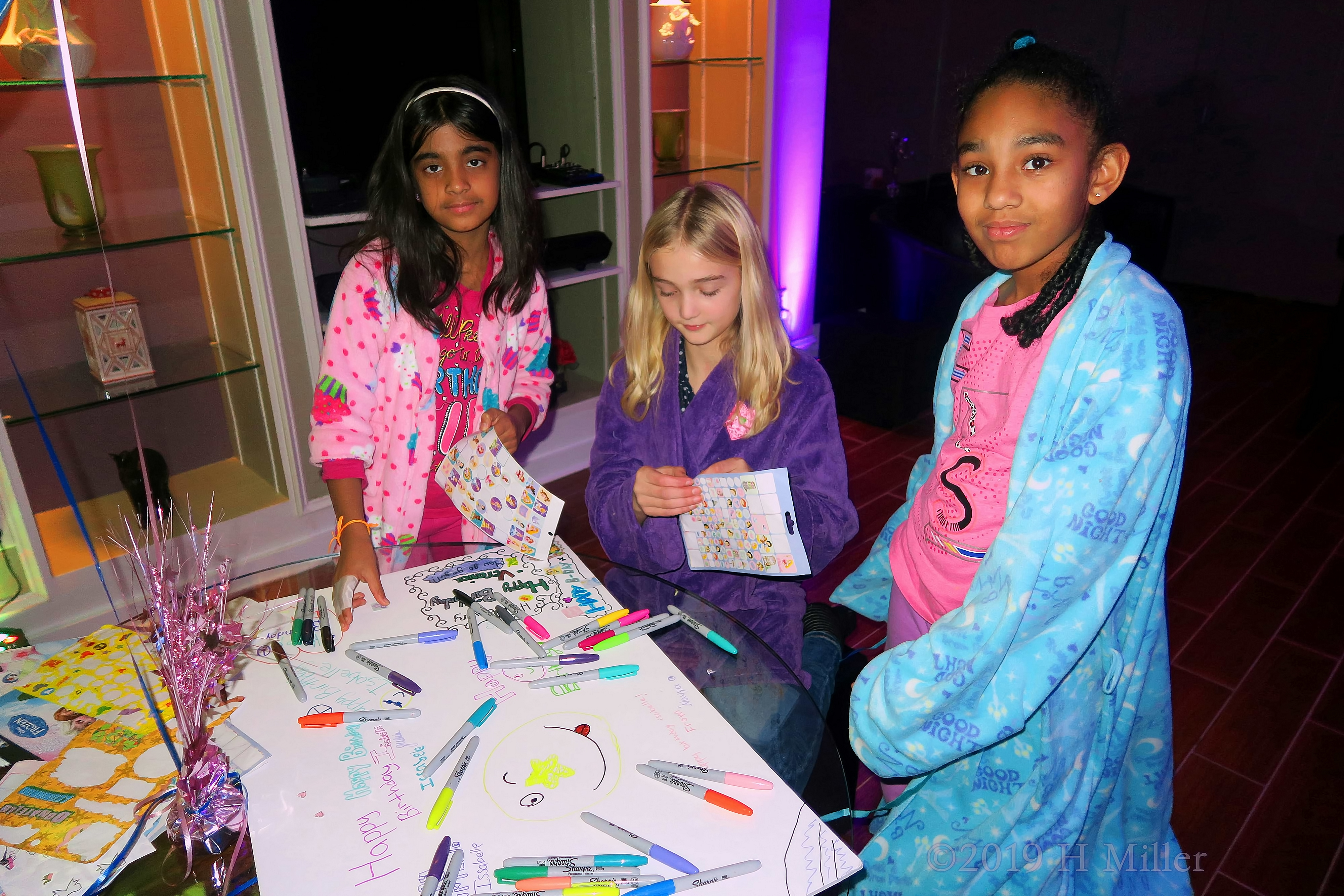 Girls Are Putting Stickers On Spa Birthday Card Girls Are Putting Stickers On Spa Birthday Card