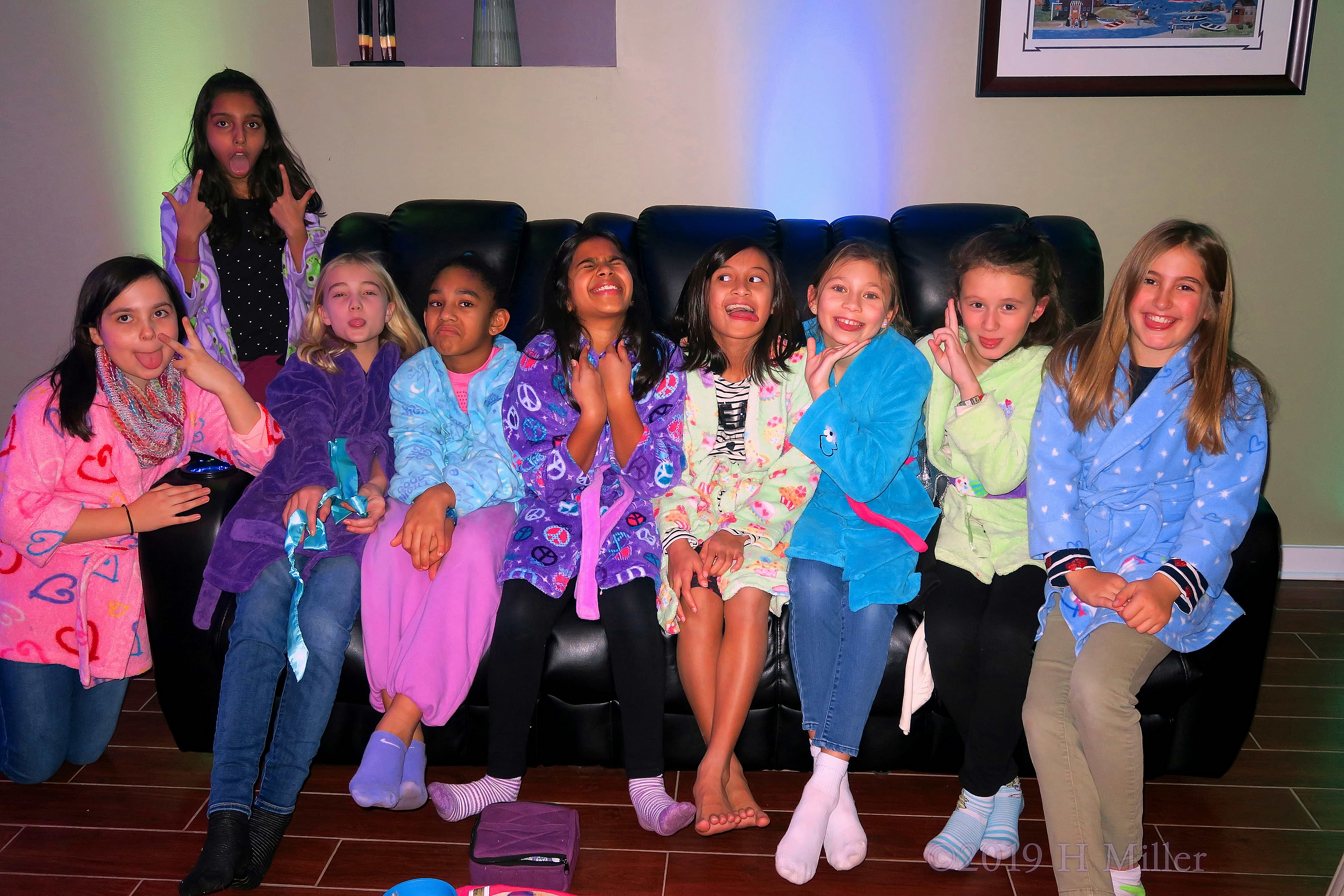 Girls Making Funny Poses At Spa Birthday Party Girls Making Funny Poses At Spa Birthday Party