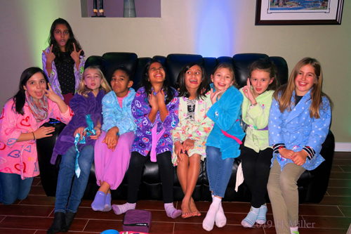 Girls Making Funny Poses At Spa Birthday Party Girls Making Funny Poses At Spa Birthday Party