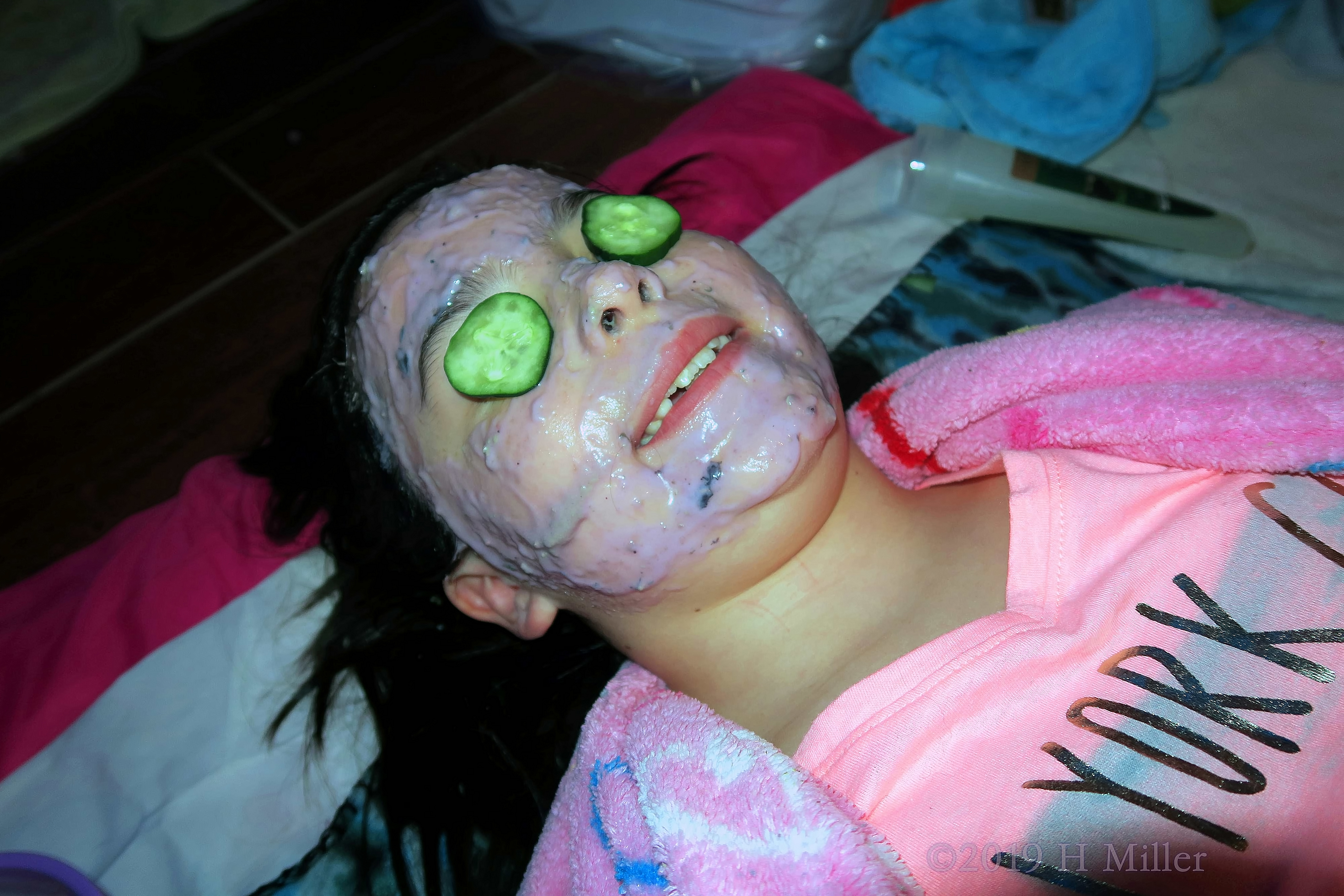 She Is Smiling While Getting A Kids Facial At Home She Is Smiling While Getting A Kids Facial At Home