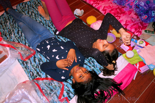 Two Girls Are Having Fun Together During Kids Facial Two Girls Are Having Fun Together During Kids Facial