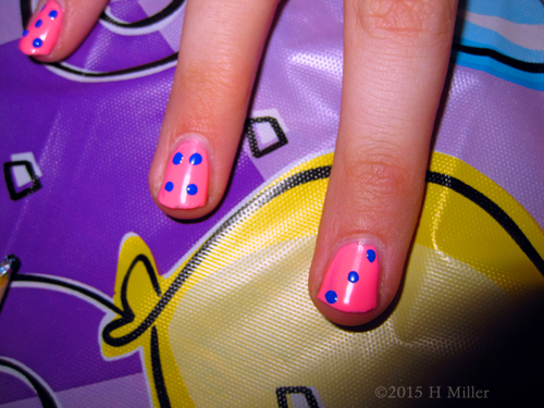 Pink And Blue Dice Nail Design Close Up
