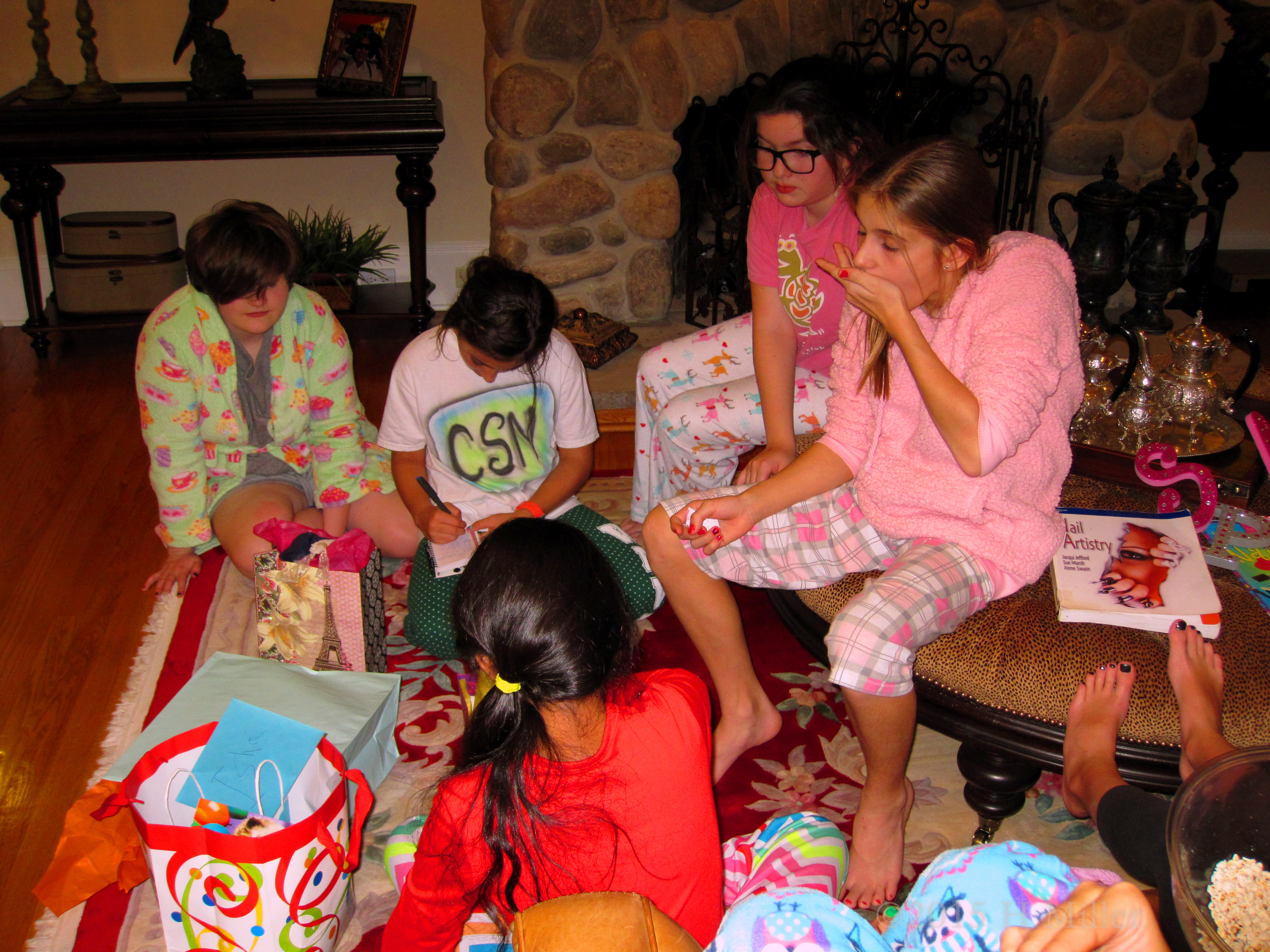 Chilling Out Opening Gifts At Her Birthday Party Chilling Out Opening Gifts At Her Birthday Party