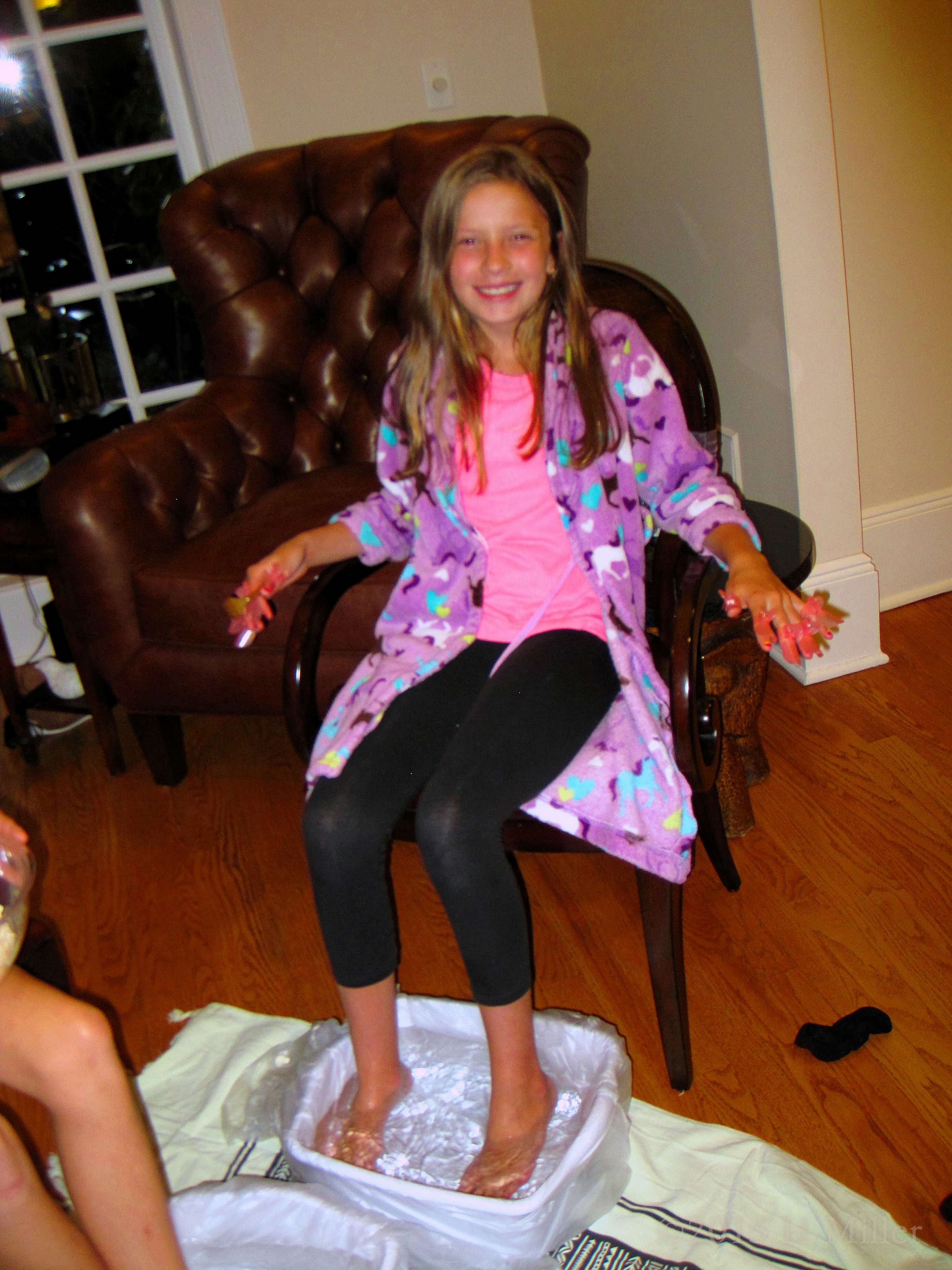 Getting Her Foot Bath In Preparation For Her Pedicure Getting Her Foot Bath In Preparation For Her Pedicure