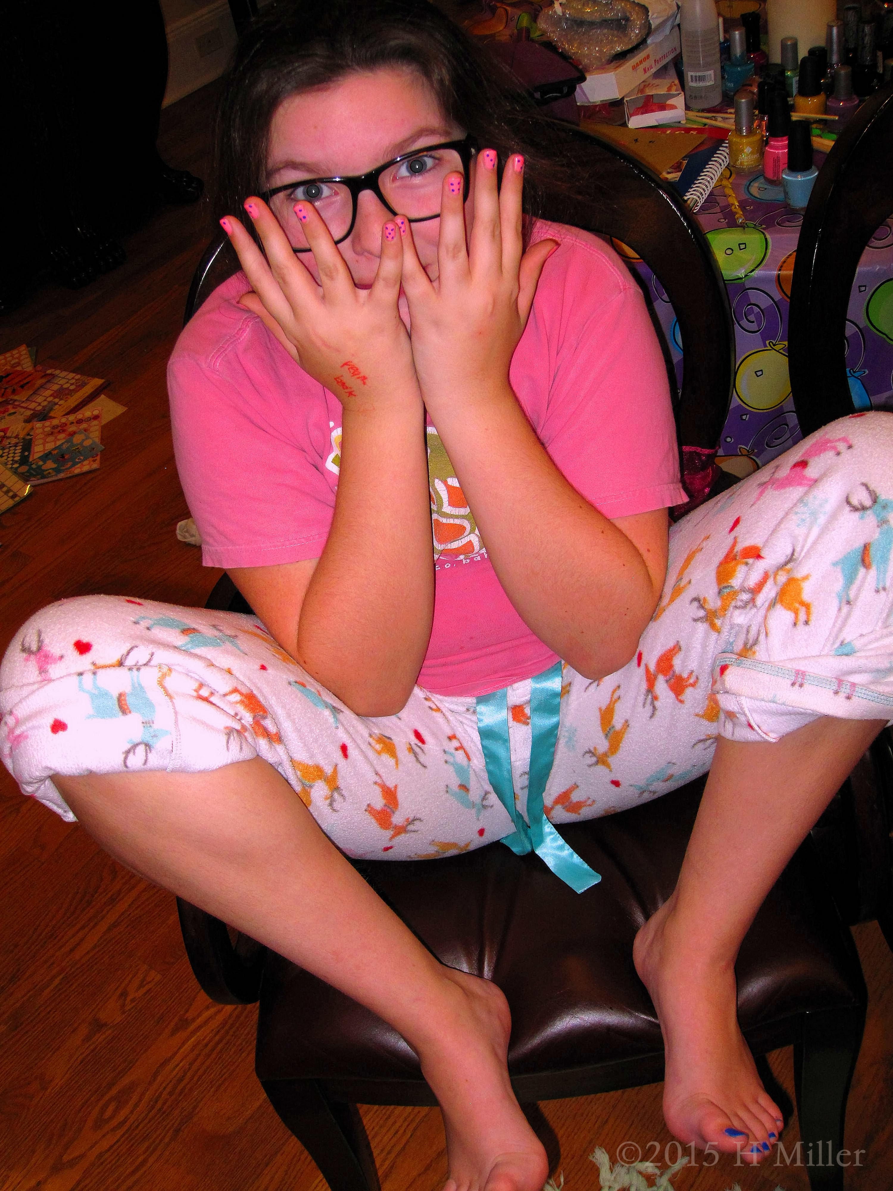 Showing Off Her Girls Spa Party Nails! Showing Off Her Girls Spa Party Nails!