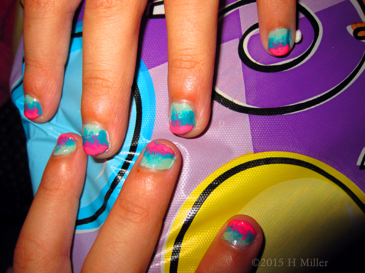 A Pretty Ombre Nail Design With Three Colors At The Nail Spa 