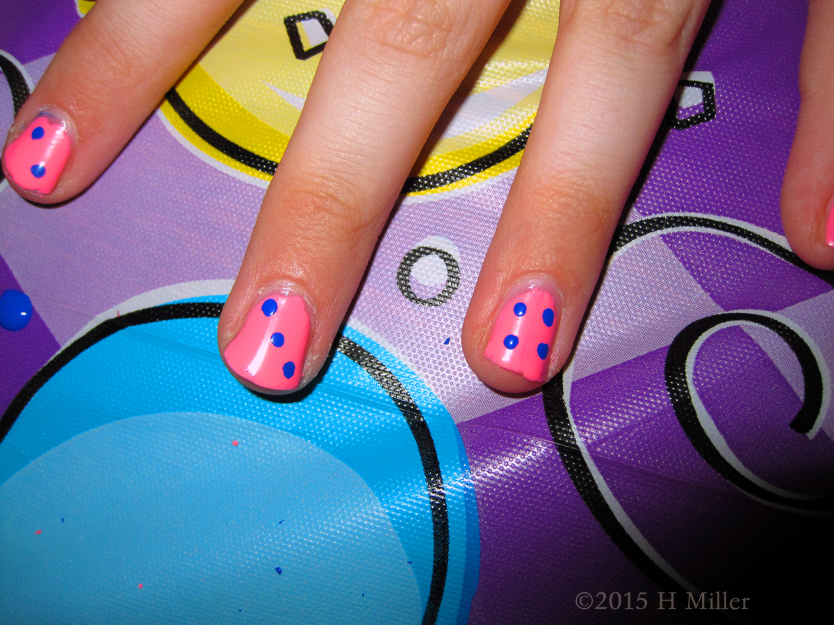 The Dice Nail Design Is Pink And Blue Instead Of Black And White! 