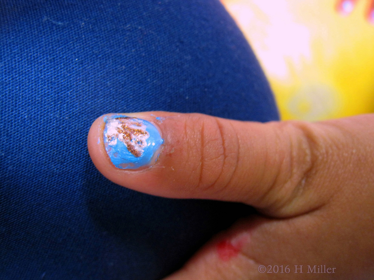 Blue And Gold Mini Mani Nail Art 