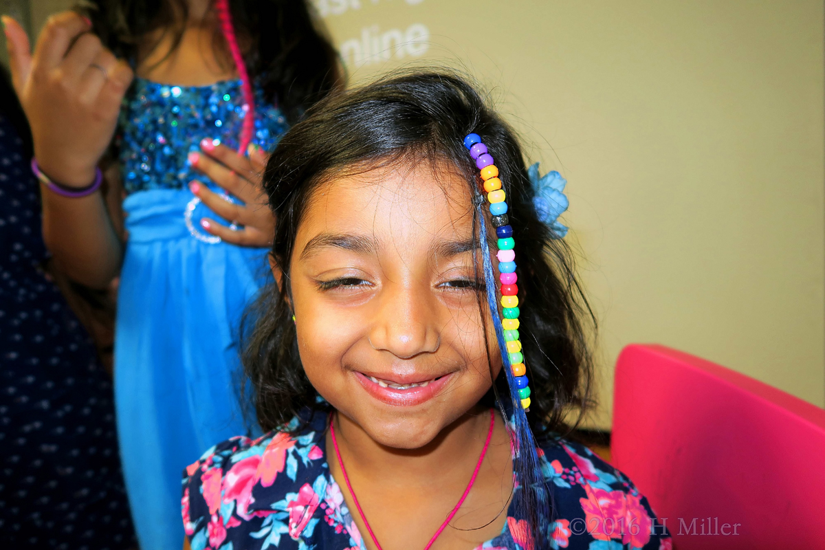 Super Cute Beaded Hairstyle With A Blue Hair Feather! 