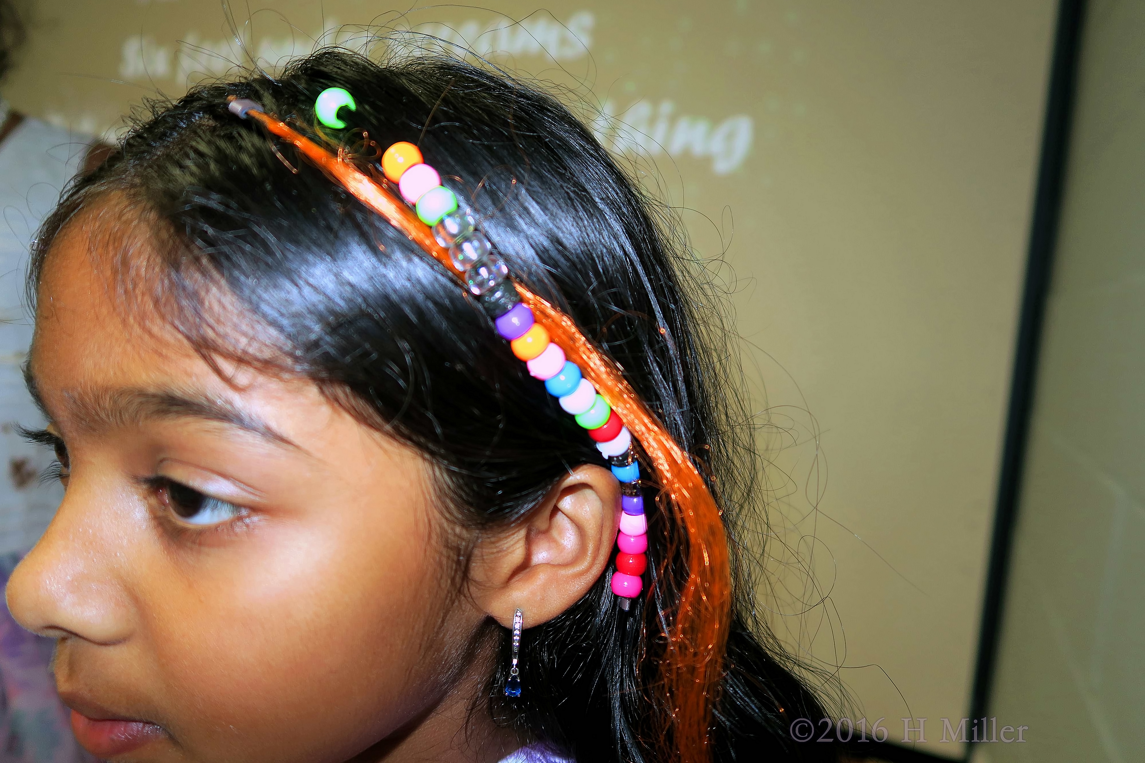 Awesome Orange Hair Feather With Beaded Strand. 
