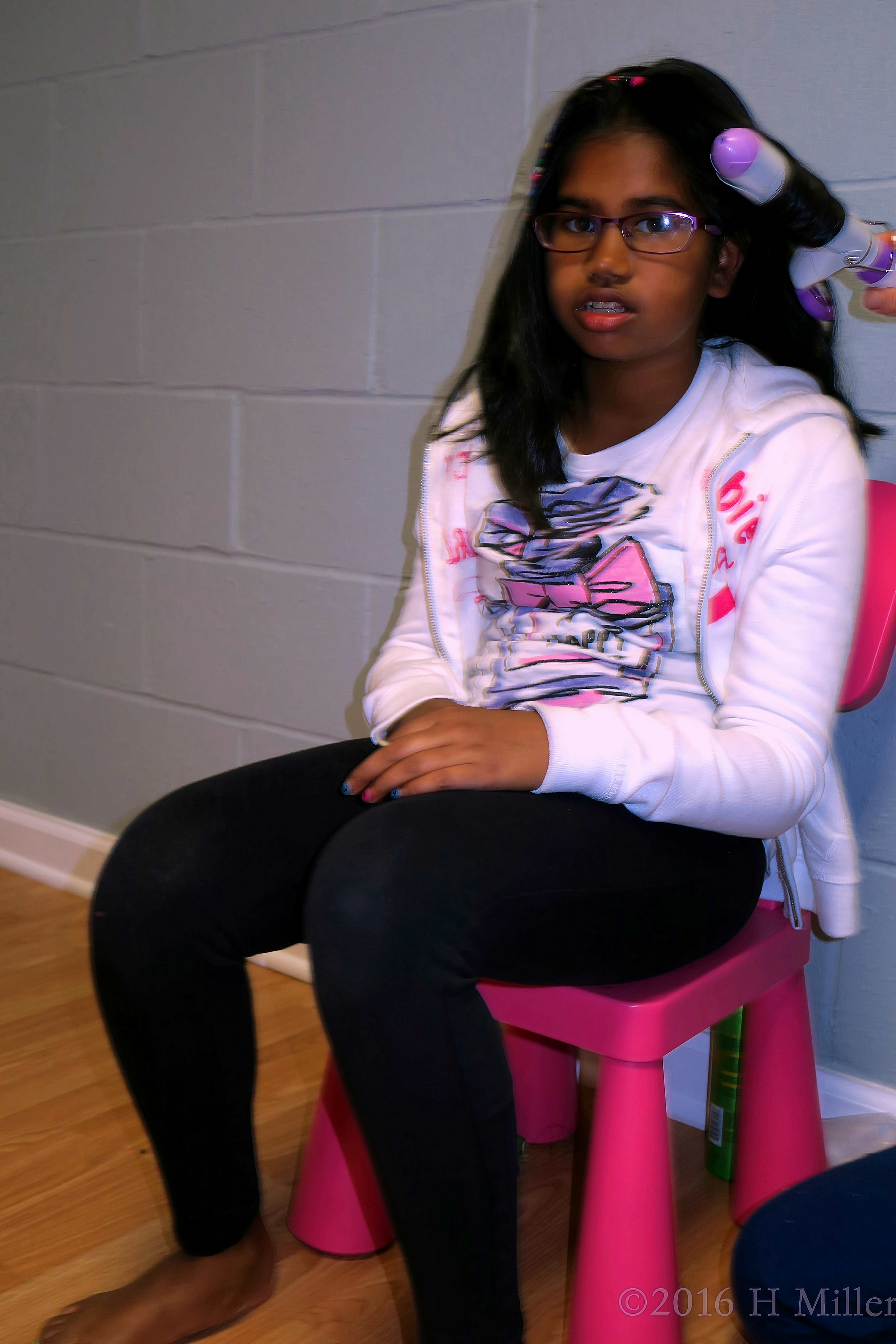 Getting Her Hair Curled At The Kids Home Spa Getting Her Hair Curled At The Kids Home Spa