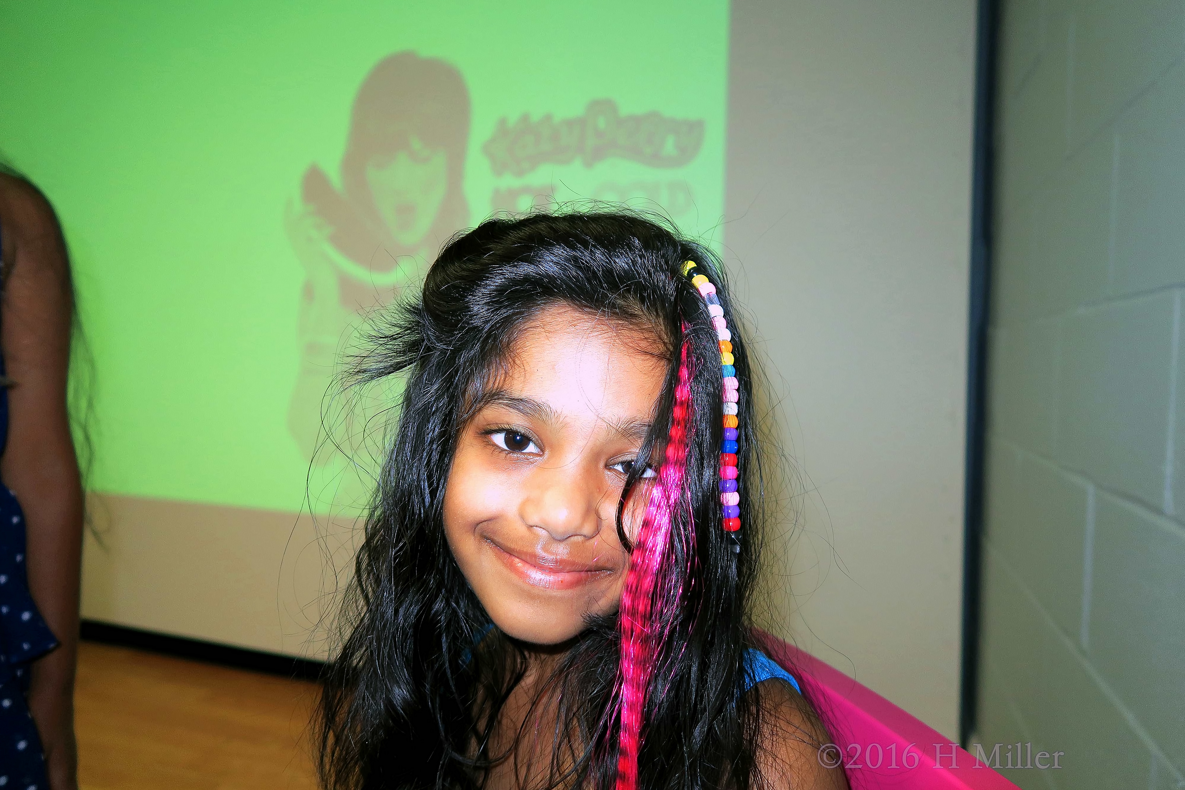 Pink Hair Feather And Rainbow Beaded Hair Extensions At The Girls Spa 