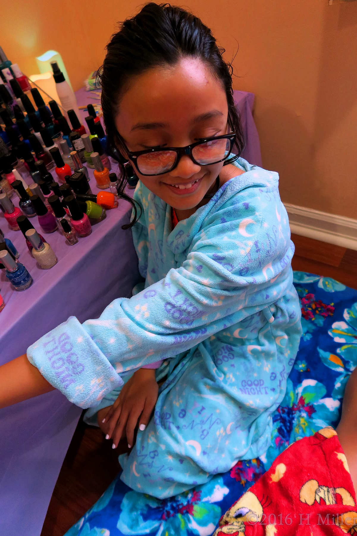 Smiling And Getting Her Nails Done In The Kids Home Spa 
