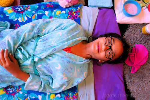 Chilling Out In The Kids Facial And Massage Area Chilling Out In The Kids Facial And Massage Area