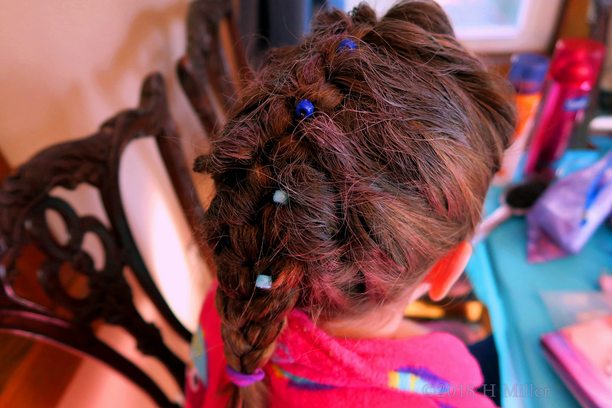 Back Of Beaded Braided Kids Hairstyle! 