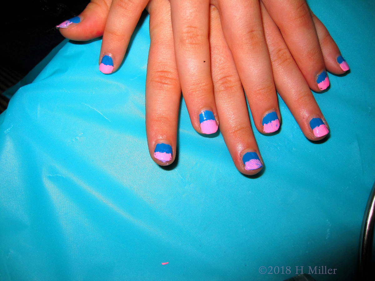 Blue And Pink Ombre Girls Manicure