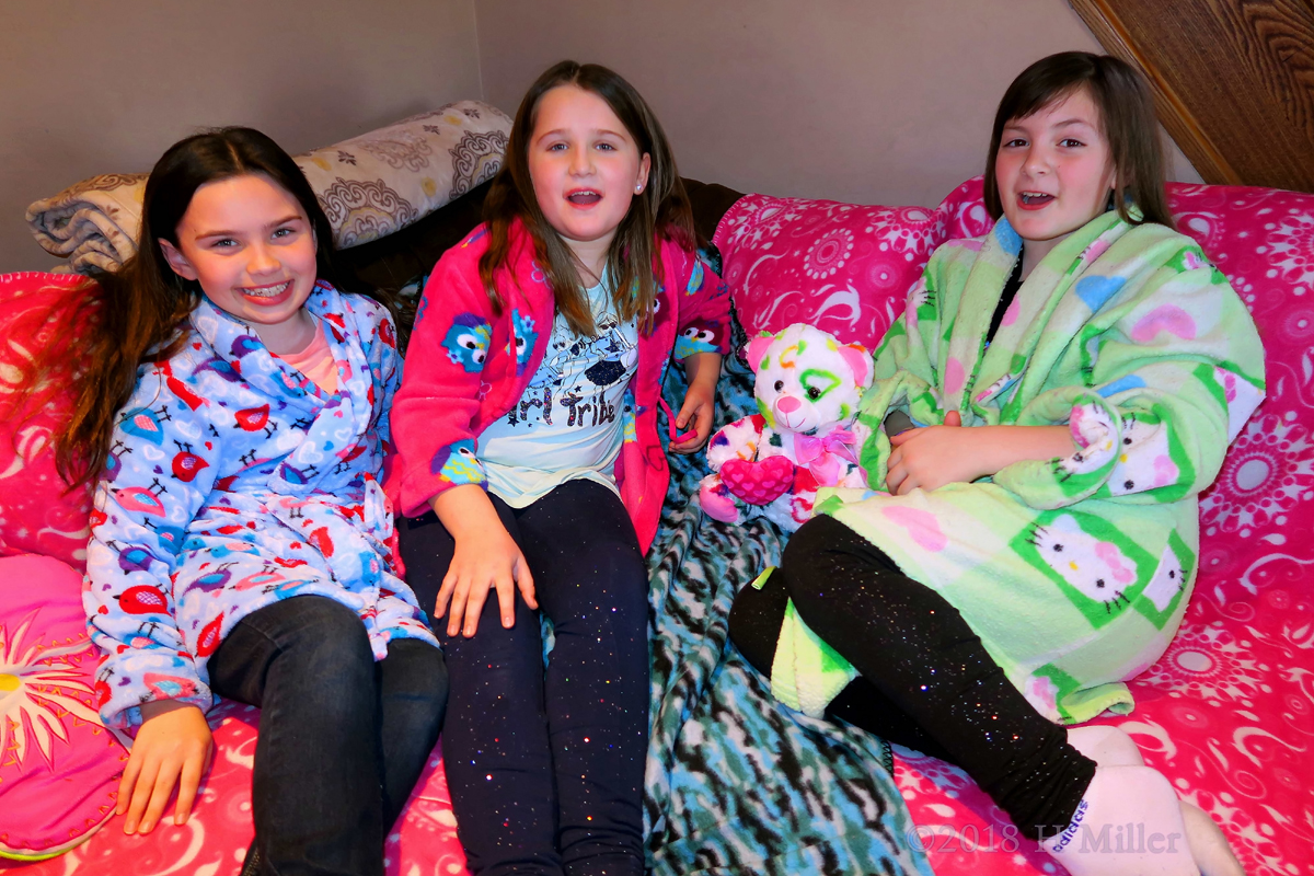 Posing And Playing In Kids Spa Robes! Party Guests Hanging Out! 