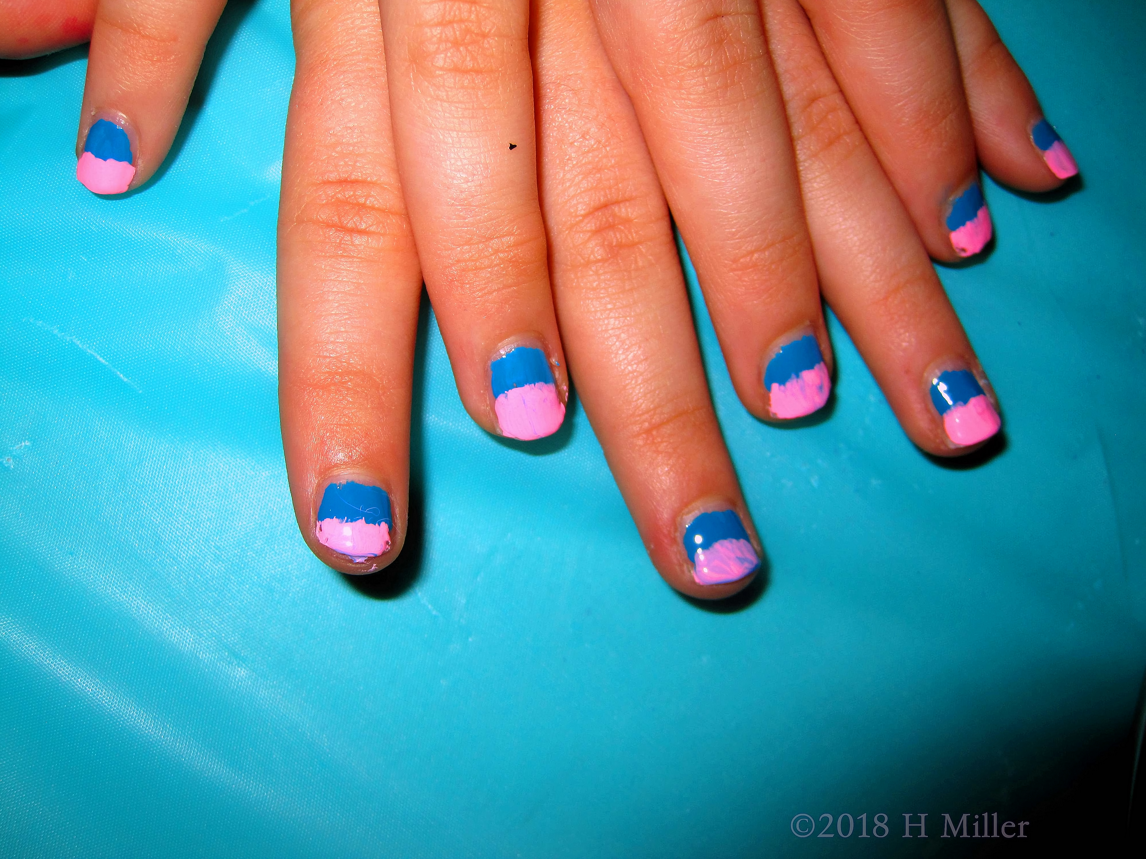 Blue And Pink Ombre Nail Design Kids Manicure
