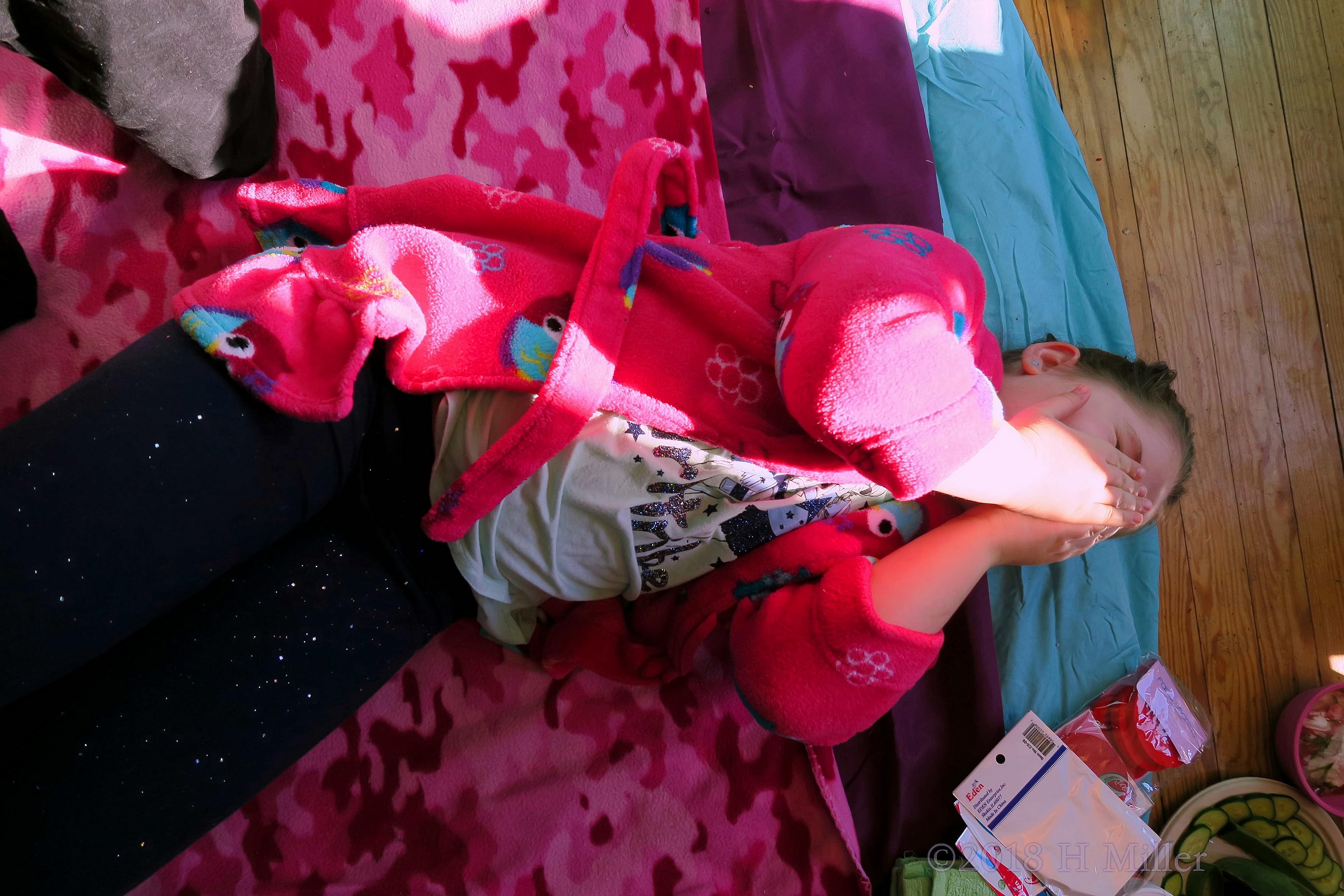 Kids Party Guest Laughing In Kids Spa Robe! Kids Party Guest Laughing In Kids Spa Robe!