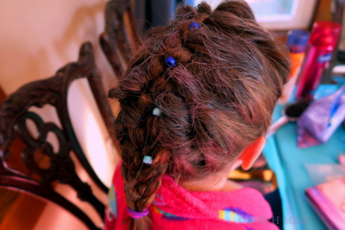 Hair Chalk Fun And Beads On Braids For This Girls Hairstyle!