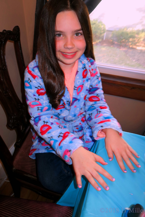 Party Guest Posing With Ombre Nail Art Kids Manicure! 