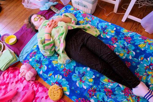 Relaxing In A Green Hello Kitty Spa Robe While Getting A Facial For Girls! Relaxing In A Green Hello Kitty Spa Robe While Getting A Facial For Girls!