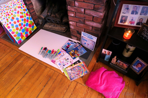 Spa Birthday Card Station Setup With Stickers And Sharpies Spa Birthday Card Station Setup With Stickers And Sharpies