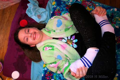 Spa Party Guest Posing At The Kids Facial Station Spa Party Guest Posing At The Kids Facial Station