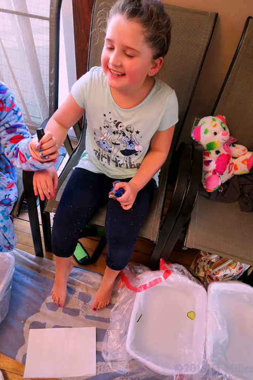 Playful Spa Party Guest With Purple Kids Pedicure! Playful Spa Party Guest With Purple Kids Pedicure!