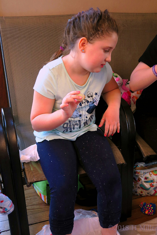 Posing Party Guest During Kids Pedicure!