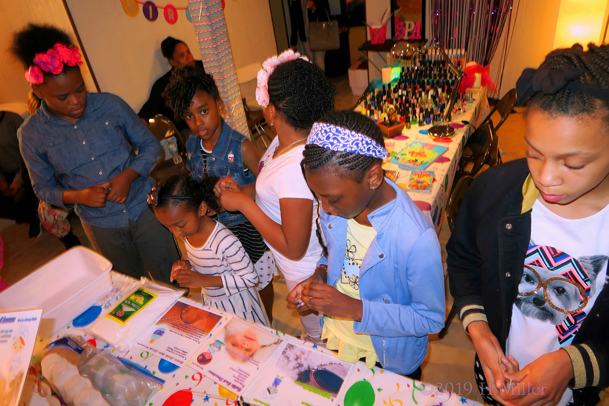 Party Guests Digging Into Craft Making 