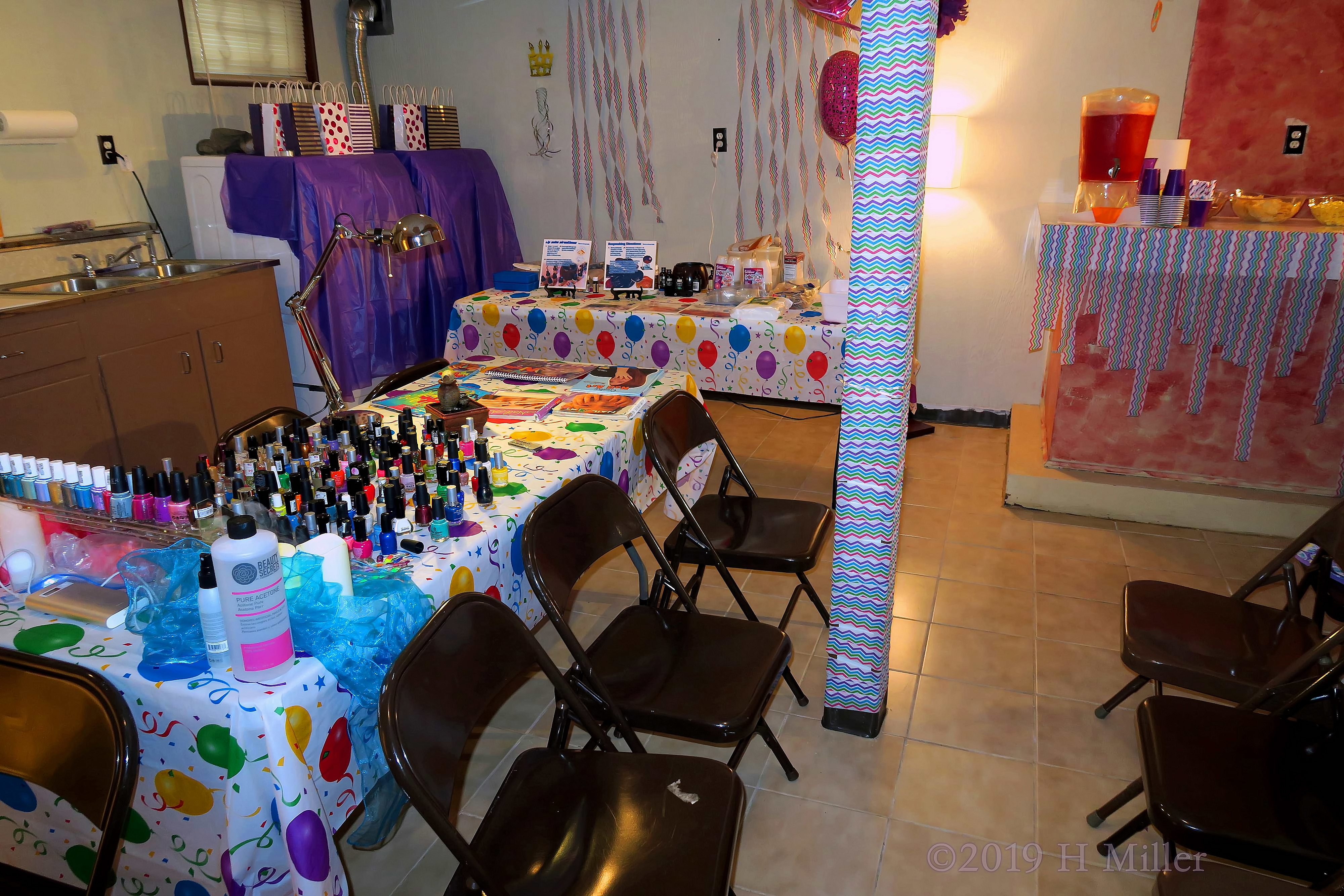 View Of Party Stations In Spacious Basement Venue View Of Party Stations In Spacious Basement Venue