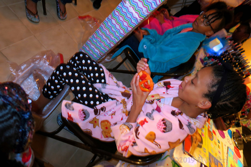 Guest Enjoying Her Fruit Cup And Her Mini Pedi Guest Enjoying Her Fruit Cup And Her Mini Pedi