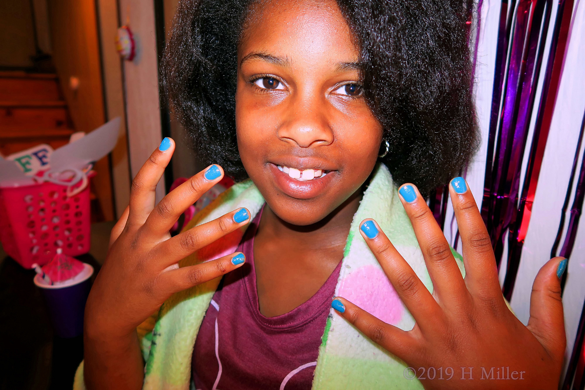 She's Happy With Her Blue Color....... Perfect Mini Mani! 