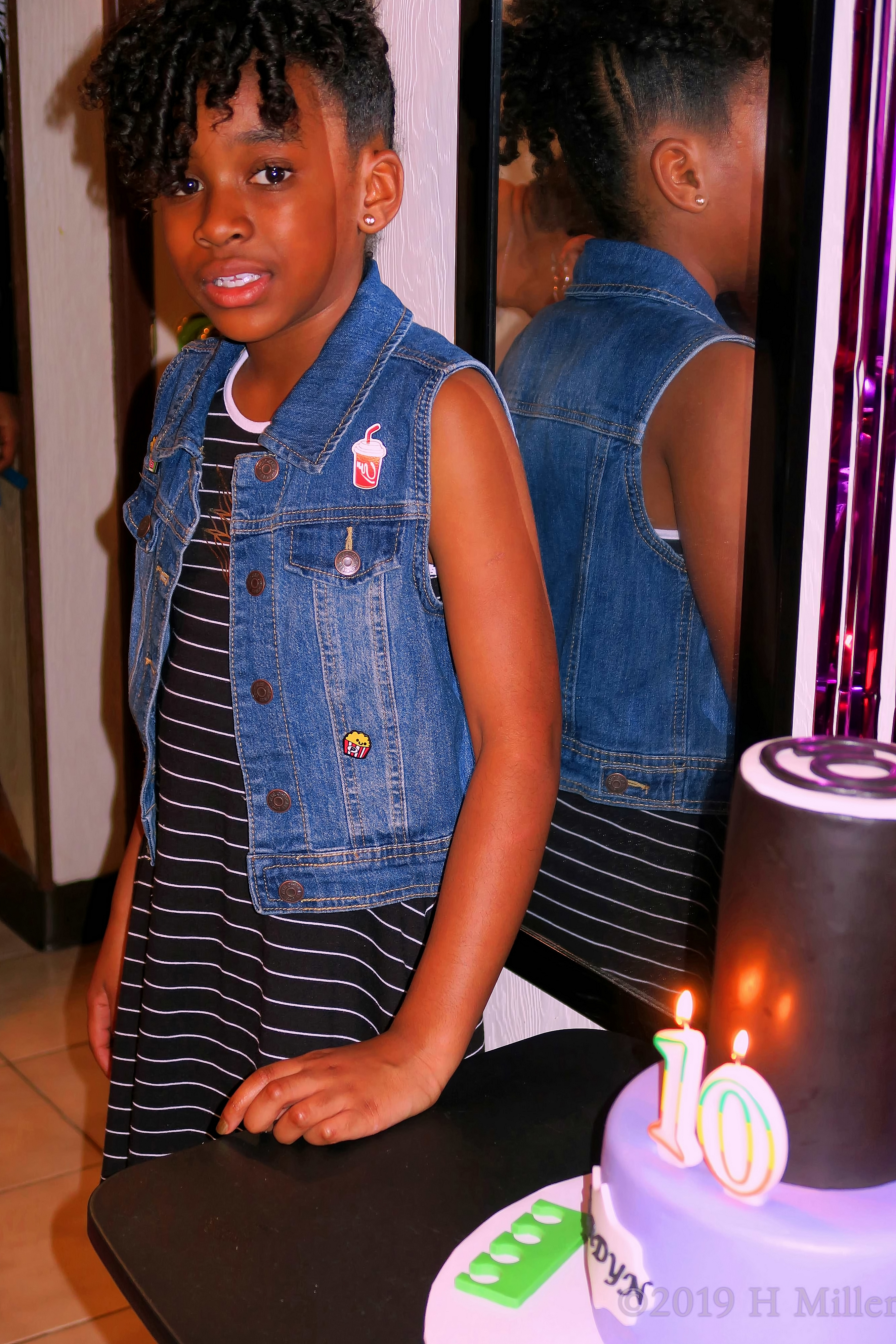 Birthday Girl Standing Next To Her Cake Birthday Girl Standing Next To Her Cake