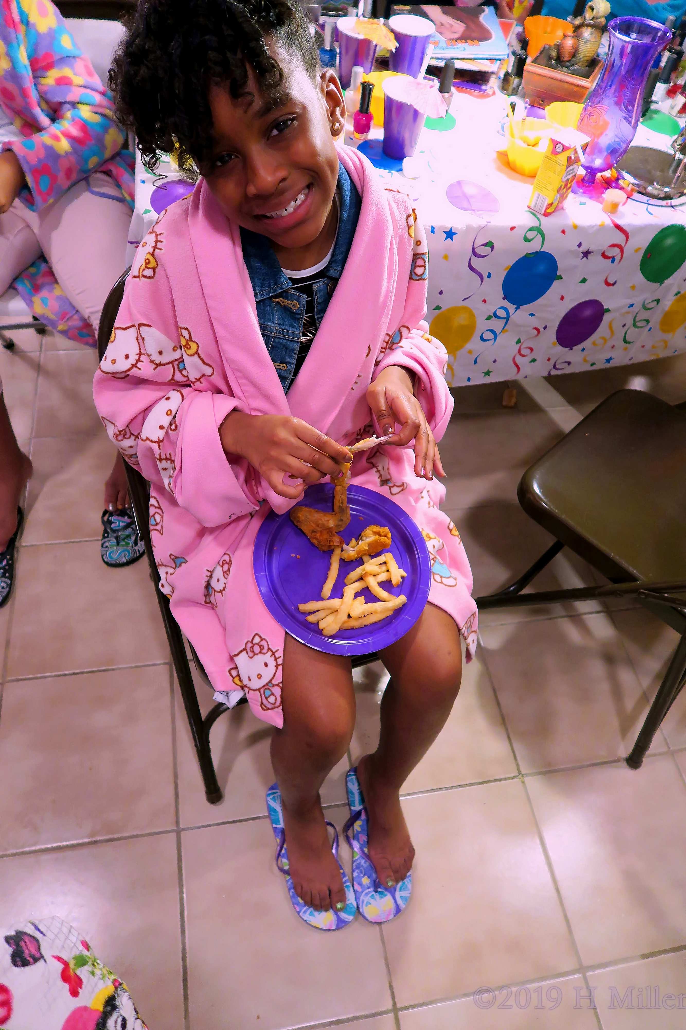 Jordyn Enjoying Her Party Food While Her Mini Pedi Air Dries Jordyn Enjoying Her Party Food While Her Mini Pedi Air Dries