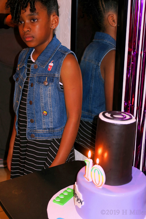 Number Ten Birthday Candles Lit On Top Of Her Gorgeous Cake Number Ten Birthday Candles Lit On Top Of Her Gorgeous Cake