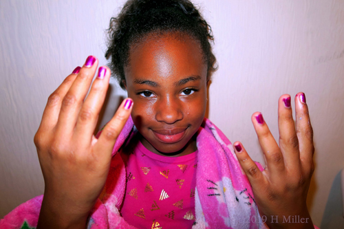Pretty Kids Manicure In Purple.