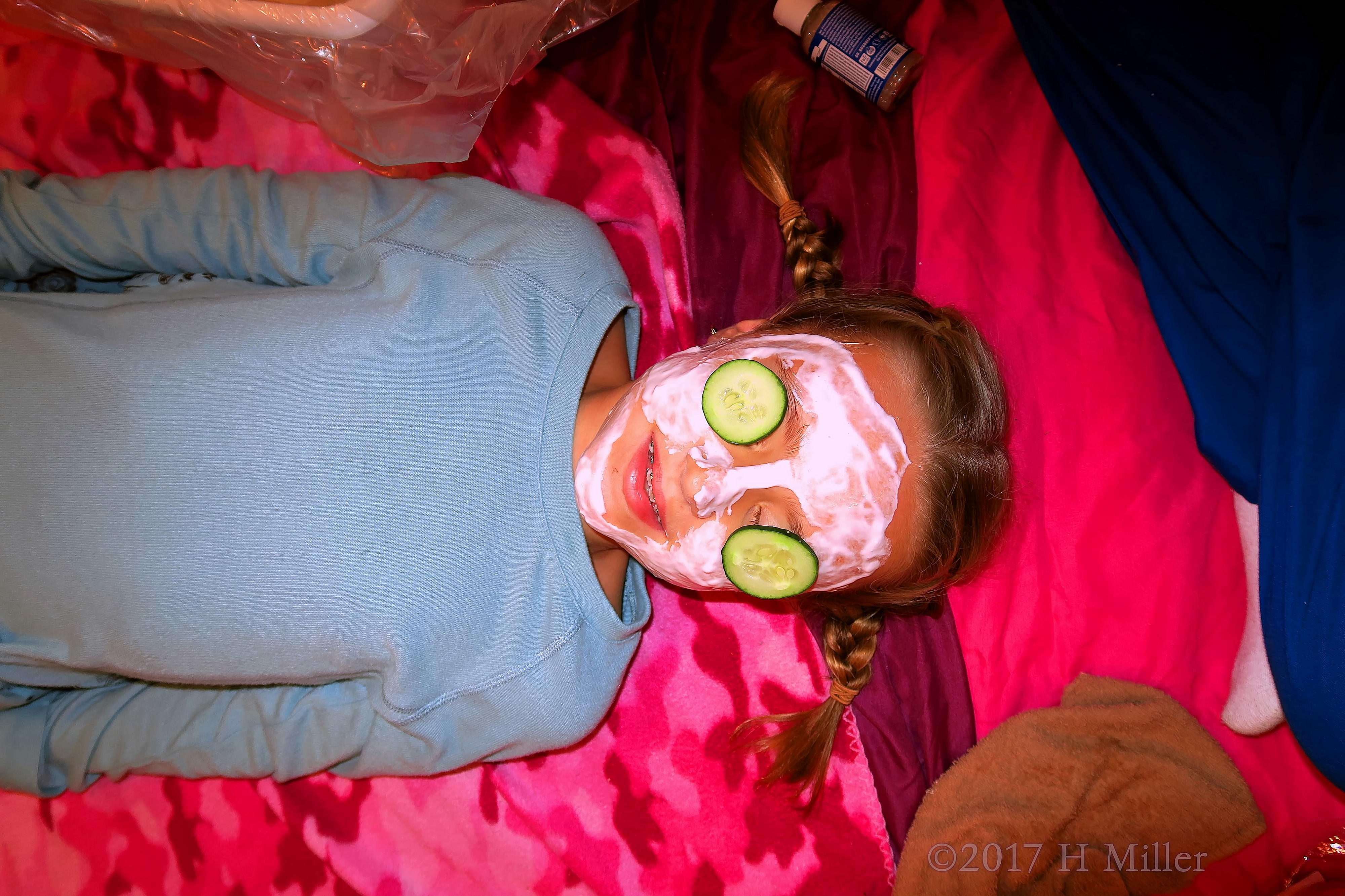 Smiling Big During Her Homemade Kids Facial Smiling Big During Her Homemade Kids Facial