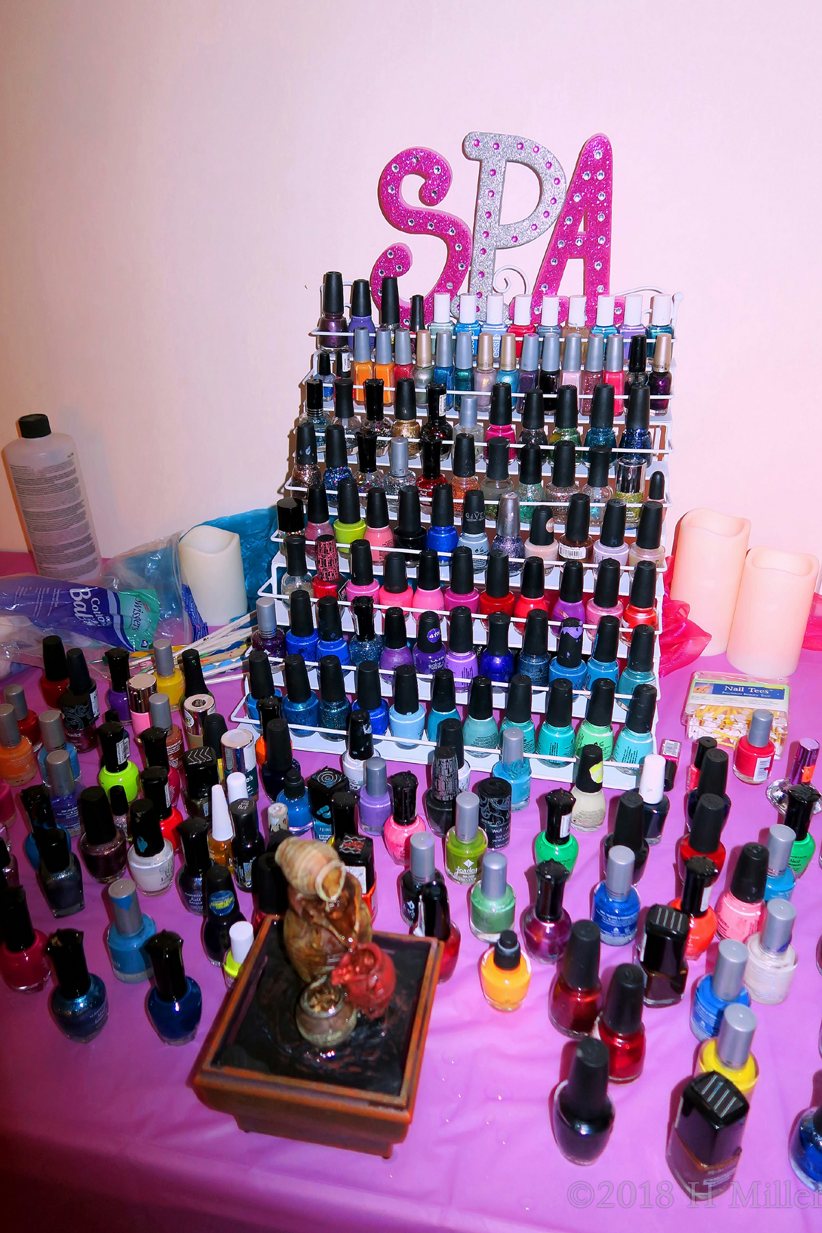 Mountain Of Nail Polish! Wide Selection At The Kids Nail Spa For Spa Party Guests 