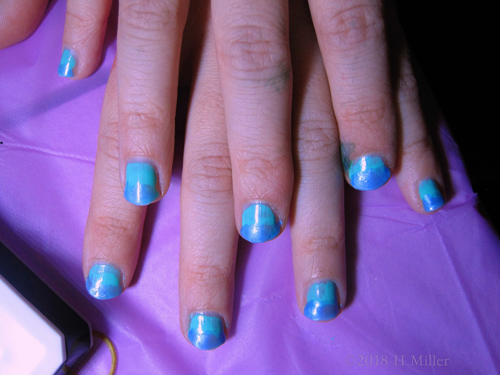 Close Up Of Shades Of Blue Kids Mani Close Up Of Shades Of Blue Kids Mani