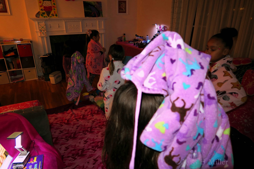 Picked Purple! Party Guests Putting On Spa Robes! Picked Purple! Party Guests Putting On Spa Robes!