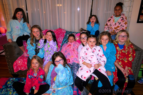 Silly And Stylish In Kids Spa Robes In Group Photo For The Spa Party! Silly And Stylish In Kids Spa Robes In Group Photo For The Spa Party!