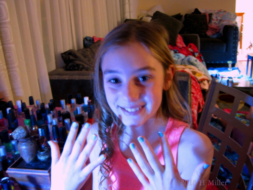 Spa Party Guest Posing With Girls Manicure
