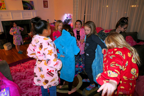 Trying On For Size! Party Guests Try On Spa Robes! Trying On For Size! Party Guests Try On Spa Robes!