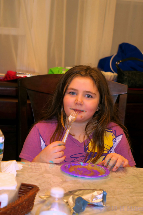 Birthday Girl Enjoying Dessert At The Kids Spa!
