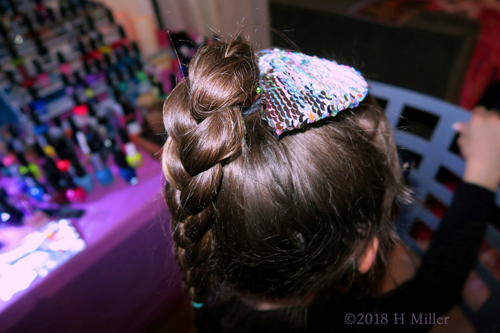 Braids And Sequin Bows! Back View Of Kids Hairstyle!